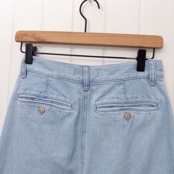 Madewell Denim Tab-Waist A-Line Midi Skirt in Lynnhaven Wash Size 24 - Picture 9 of 10